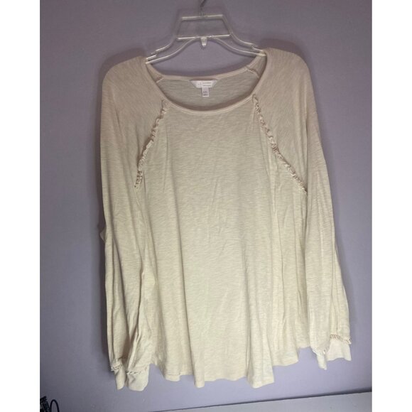 Lauren Conrad XXL Cream Long Sleeve Ruffled Women's Top - Picture 1 of 6
